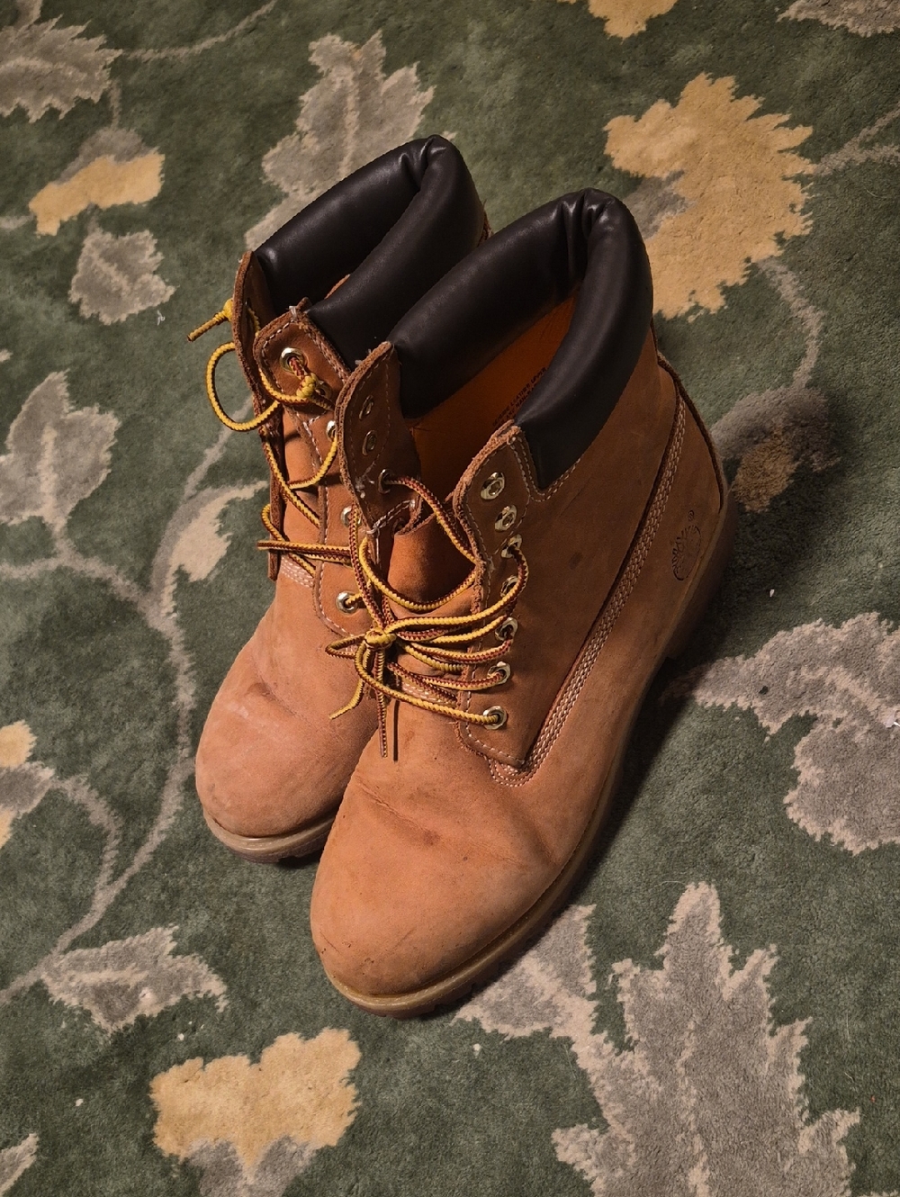 Timberland Wheat Nubuck Work Boots with Black Collar